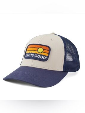 Life Is Good Sunrise Water Stripe Trucker New W Tags